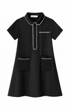 Coco Blanc Short Silk Shirt Dress - Black