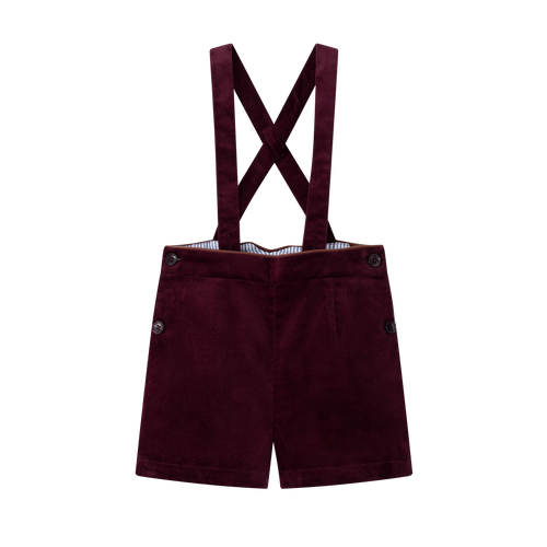 Coco Blanc Suspender Shorts - Burgundy