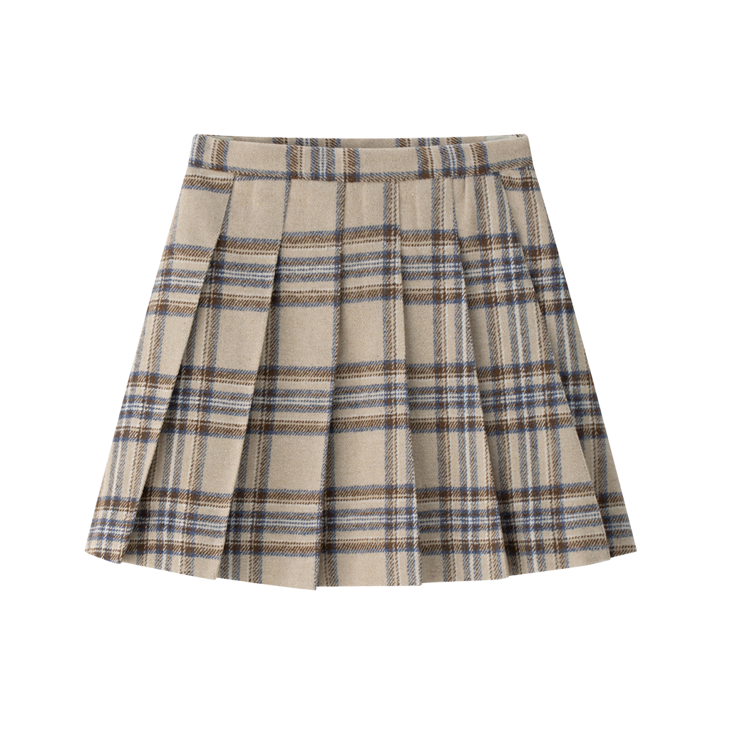 Coco Blanc Pleated Plaid Skirt