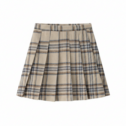 Coco Blanc Pleated Plaid Skirt