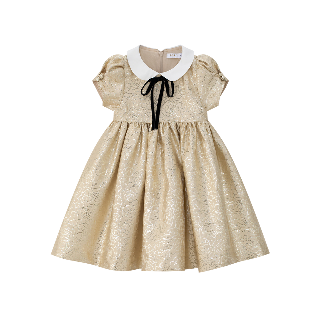 Coco Blanc Jaquard Dress - Gold