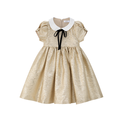 Coco Blanc Jaquard Dress - Gold