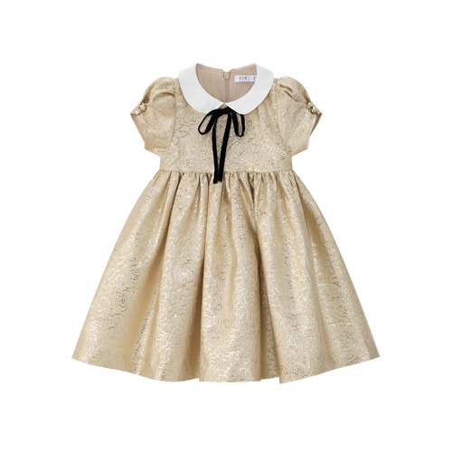 Coco Blanc Jaquard Dress - Gold