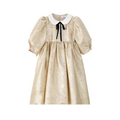 Coco Blanc Jaquard Dress - Gold