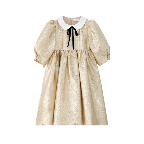 Coco Blanc Jaquard Dress - Gold