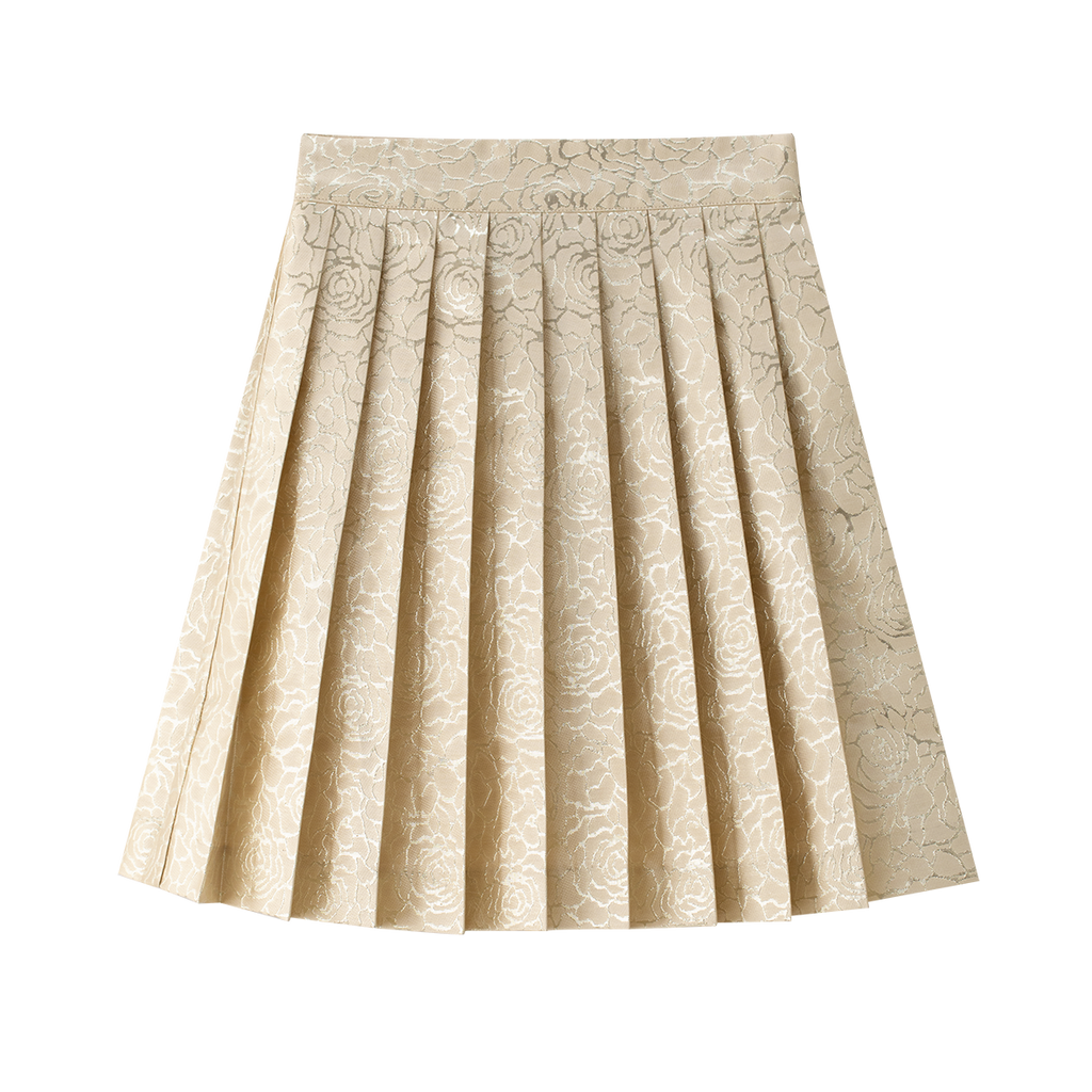Coco Blanc Jaquard Pleated Skirt - Gold