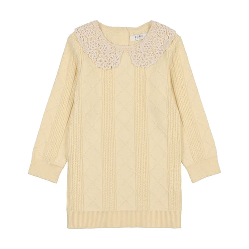 Coco Blanc Crochet Collar Sweater - Pale Yellow