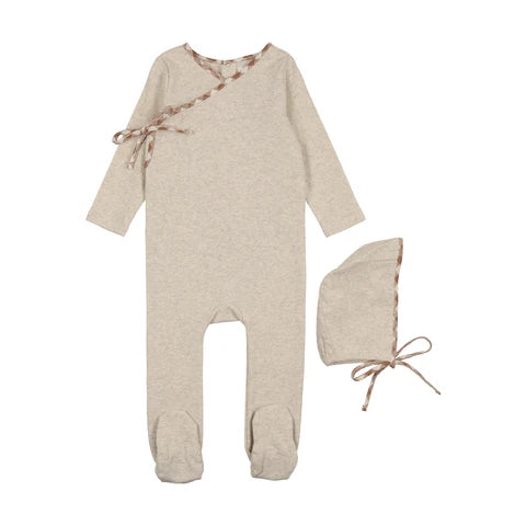 Coco Blanc Wrap Footie & Bonnet - Heathered Oat