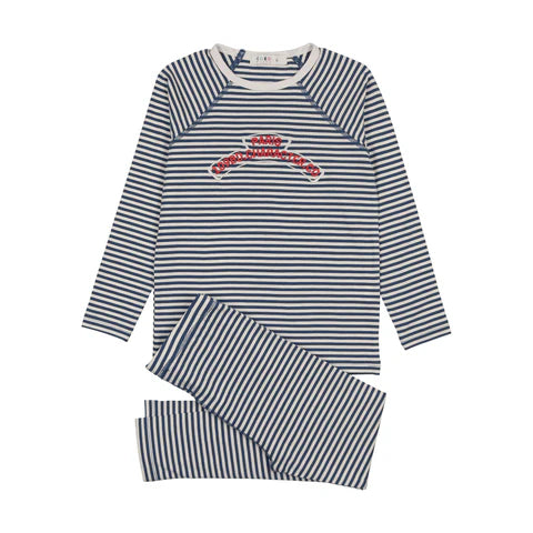 Coco Blanc Crew Pajama - Navy/Cream