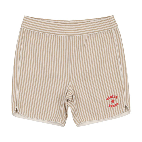 Coco Blanc Striped Biker Shorts - Tan Striped