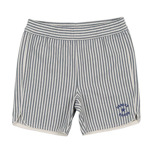 Coco Blanc Striped Biker Shorts - Blue Striped
