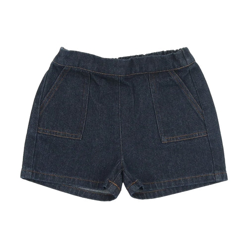 Coco Blanc Denim Shorts -  Dark Blue Denim (Cognac stitching)