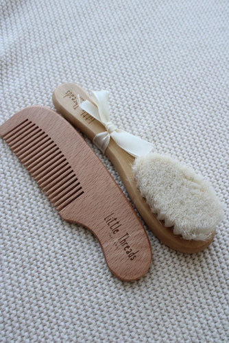 Little Threads Wooden Baby Brush & Comb Set
