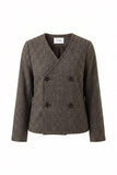 Pernille Houndstooth Collarless Jacket - Black/Brown