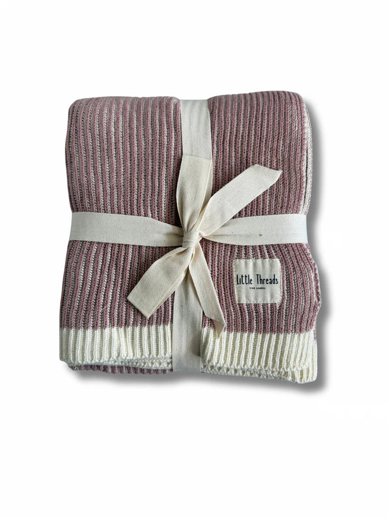 Little Threads Rose Ribbed Knit Blanket