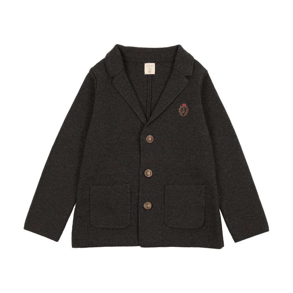 Lil Legs Crest Knit Blazer - Dark Grey