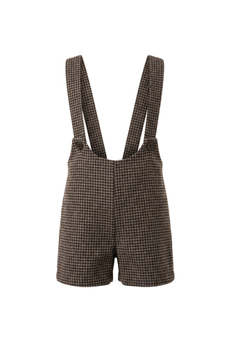 Pernille Houndstooth Pants With Suspenders - Black/Brown