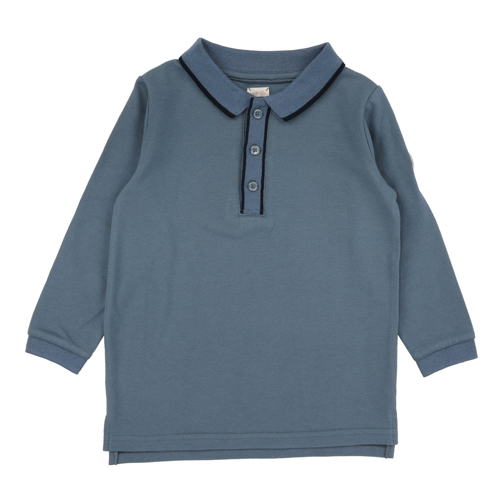 Lil Legs Contrast Trim Polo - Off Blue