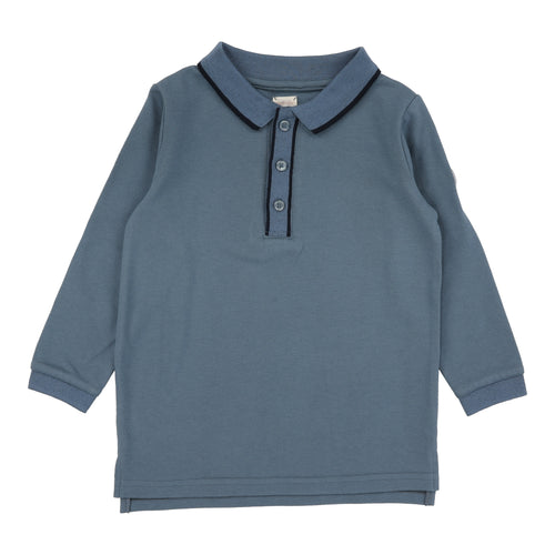 Lil Legs Contrast Trim Polo - Off Blue