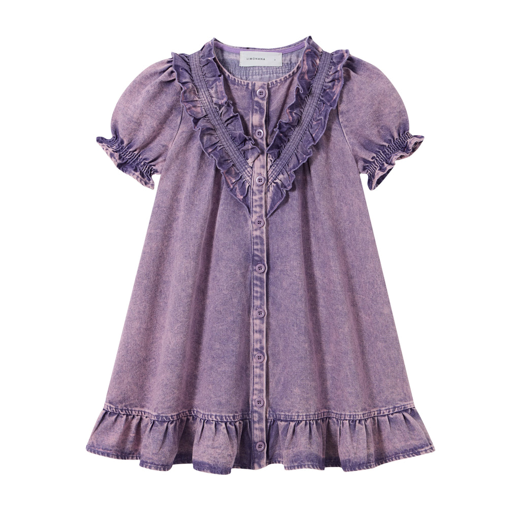 Limonana Denim Wash Dress - Purple