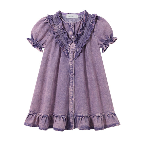 Limonana Denim Wash Dress - Purple