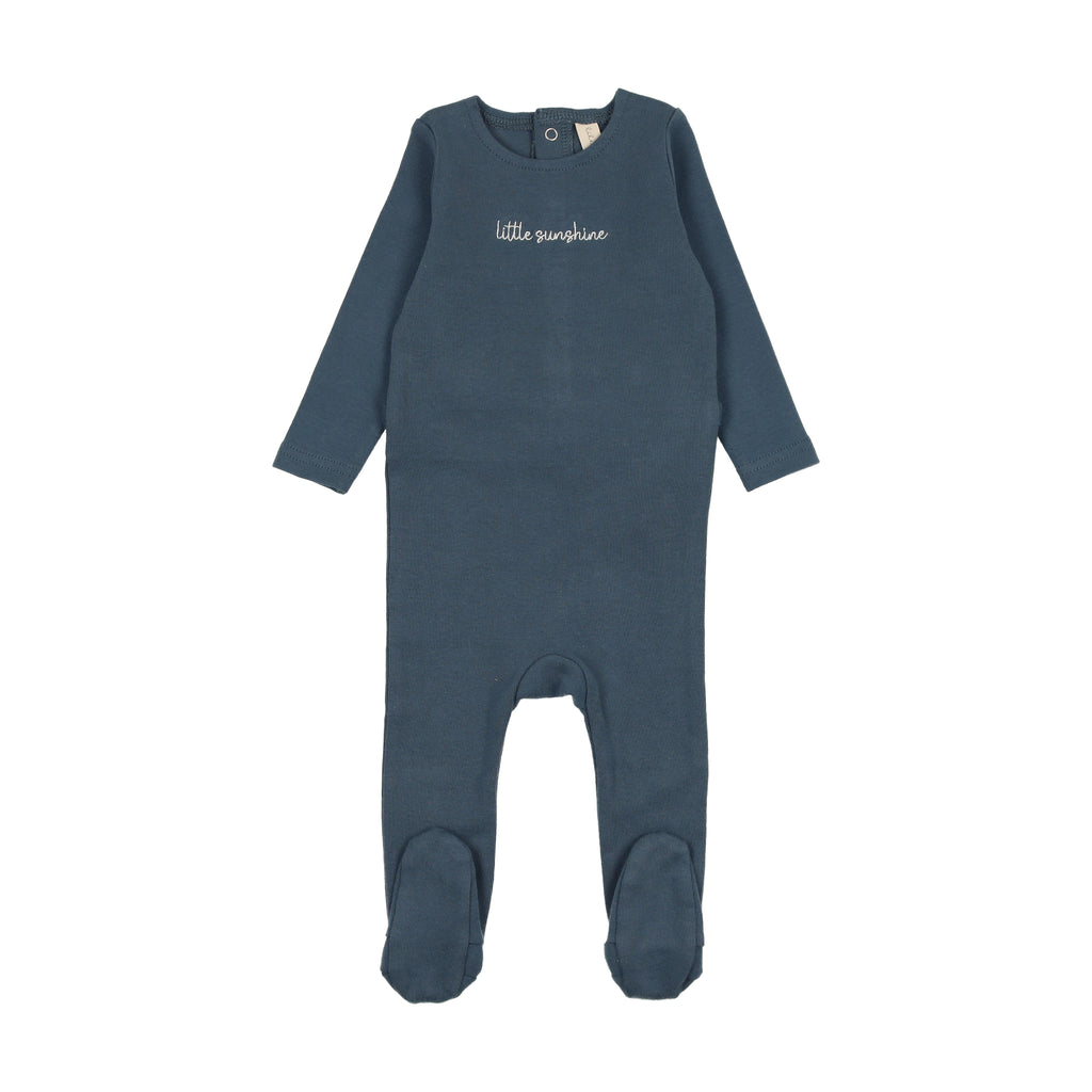 Lilette Cotton Word Footie - Off Navy