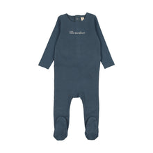 Load image into Gallery viewer, Lilette Cotton Word Footie - Off Navy