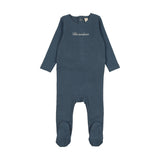 Lilette Cotton Word Footie - Off Navy