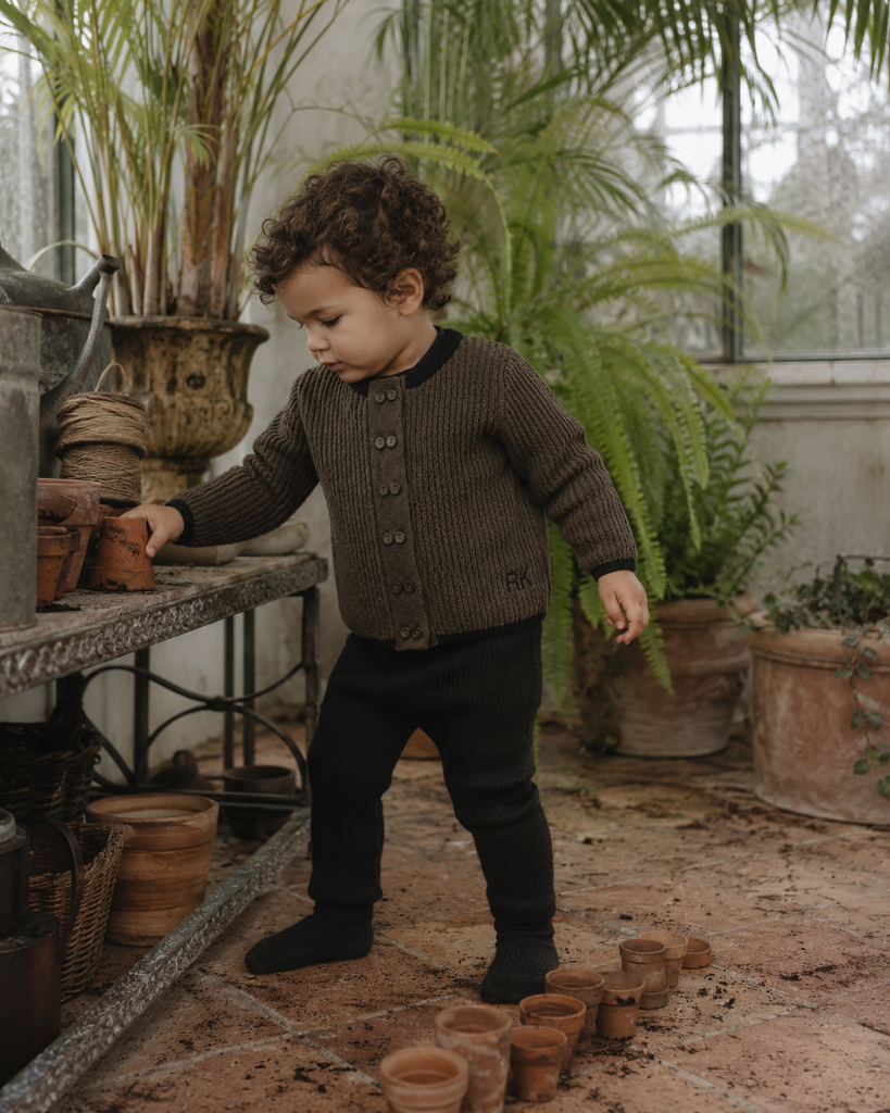 Retro Kid Lucas Boy Knit Cardigan Sweater - Brown/Black