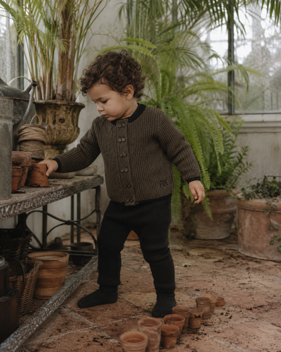 Retro Kid Lucas Boy Knit Cardigan Sweater - Brown/Black