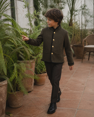 Retro Kid Lucas Gold Button Jacket - Brown/Black