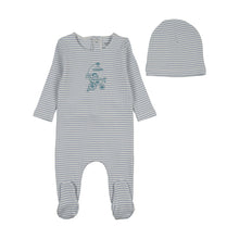 Load image into Gallery viewer, Bee &amp; Dee Carriage Sketch Footie And Beanie - Crisp Blue