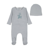 Bee & Dee Carriage Sketch Footie And Beanie - Crisp Blue