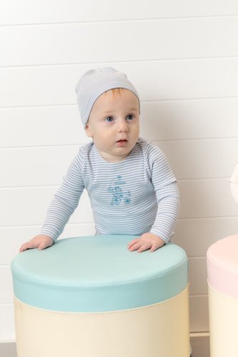 Bee & Dee Carriage Sketch Footie And Beanie - Crisp Blue