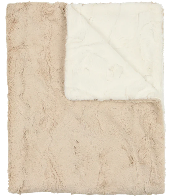 Peluche Champagne & Natural Lux Fur Blanket