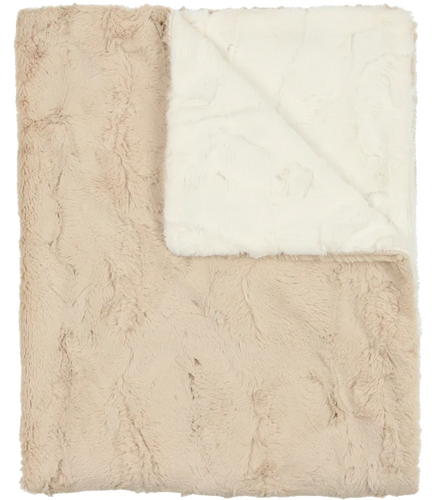 Peluche Champagne & Natural Lux Fur Blanket