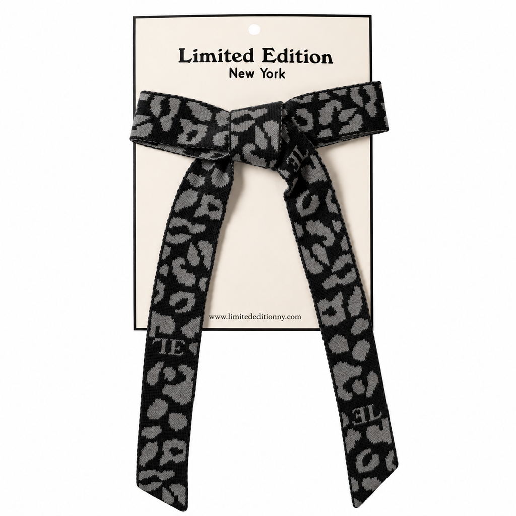 Limited Edition Leopard Knit Bow - Black/Grey