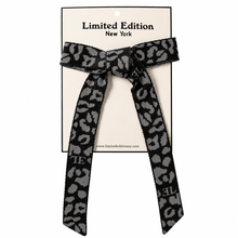Load image into Gallery viewer, Limited Edition Leopard Knit Bow - Black/Grey