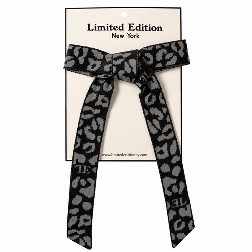 Limited Edition Leopard Knit Bow - Black/Grey