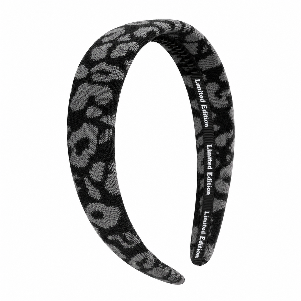 Limited Edition Leopard Knit Headband - Black/Grey