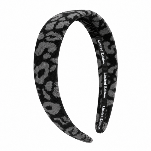 Limited Edition Leopard Knit Headband - Black/Grey