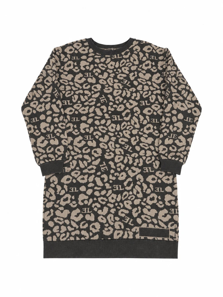 Limited Edition Leopard Knit Dress - Grey