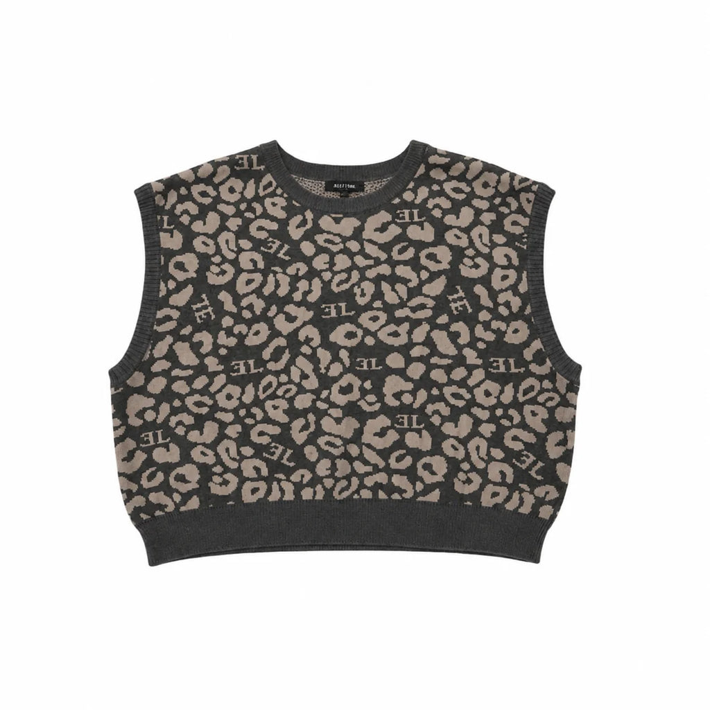Limited Edition Teen Leopard Knit Vest - Grey