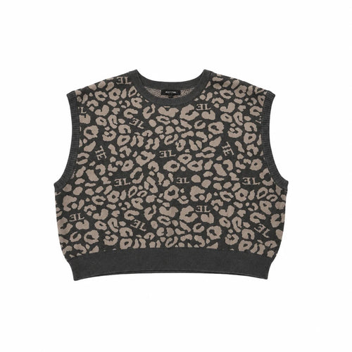Limited Edition Teen Leopard Knit Vest - Grey