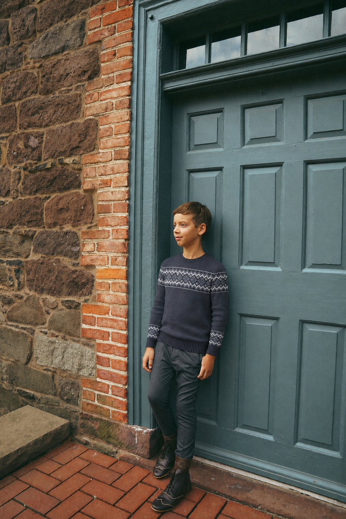 Looms Fair Isle Collection Boys Sweater - Grey/Blue