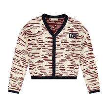 Load image into Gallery viewer, Retro Kid Chunky Knit Classic Cardigan - Cream/Burgundy
