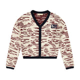 Retro Kid Chunky Knit Classic Cardigan - Cream/Burgundy