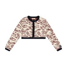Load image into Gallery viewer, Retro Kid Chunky Knit Crop Cardigan - Cream/Burgundy