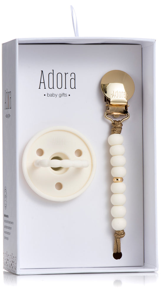 Adora Classic Vanilla Gold Ombre Pacifier Clip and Pacifier