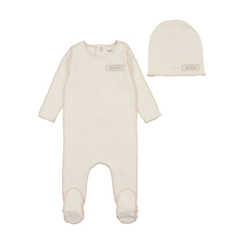 Bee And Dee Classic Ribbed Footie & Beanie - Chalk White